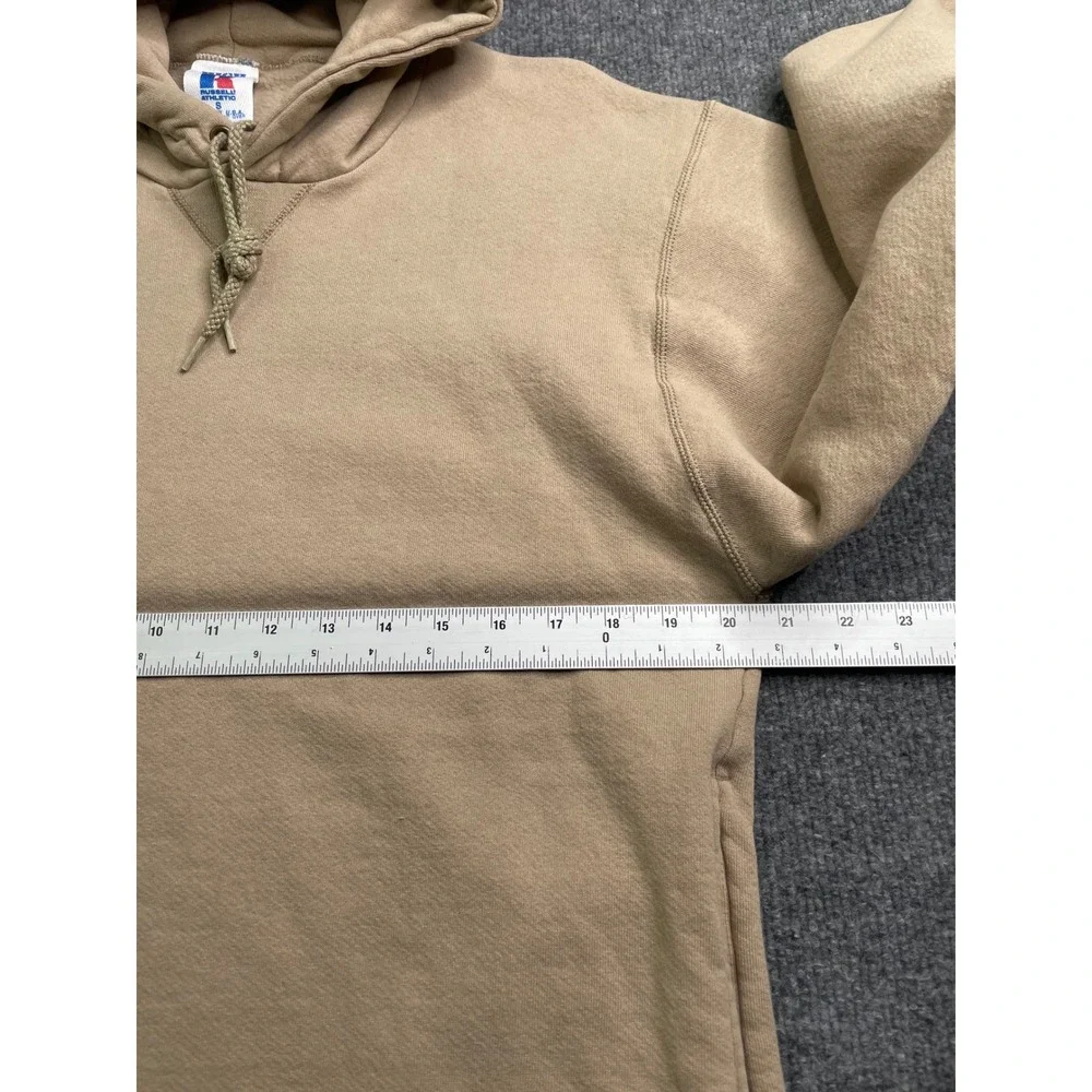 Russell Athletic Hoodie Mens S Tan High Cotton Vintage Made in USA Drawstring